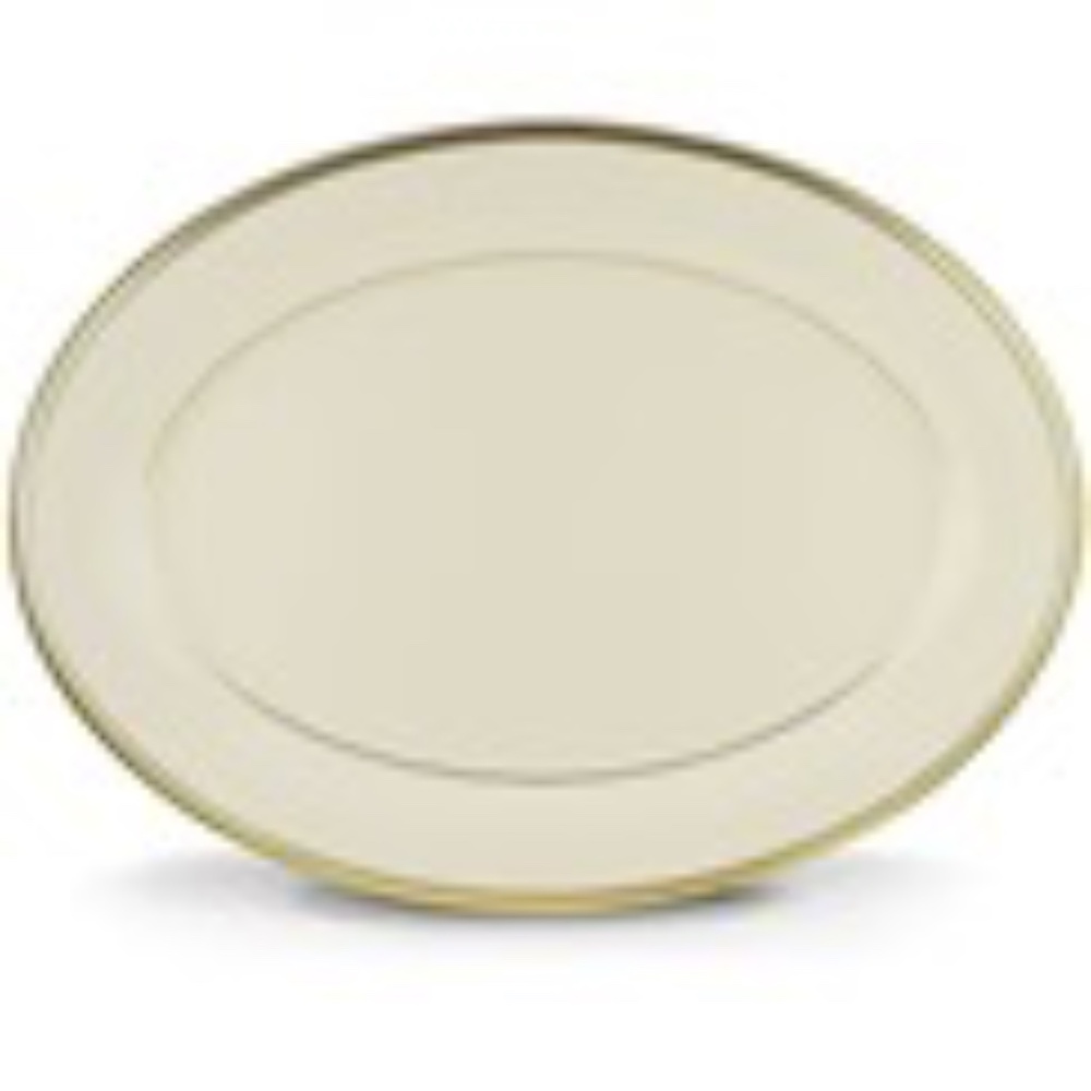 LIKE NEW: Oval Serving Platter, Eternal by Lenox, gold-rimmed fine china